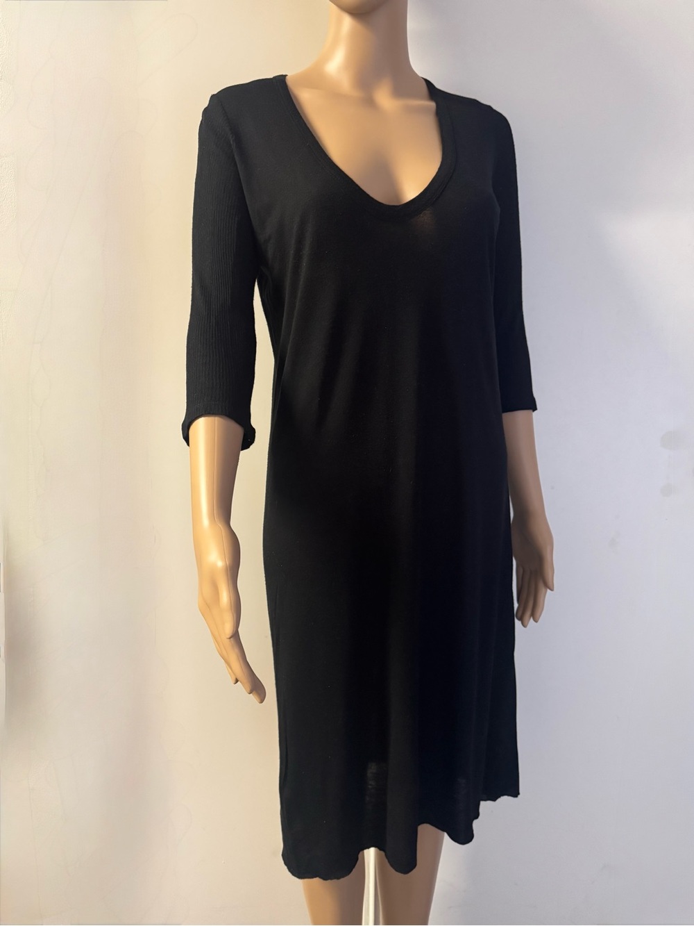 Rick Owens Black Olmar and Mirta srl Ribbed Sleeve Extra Long Plunge Top